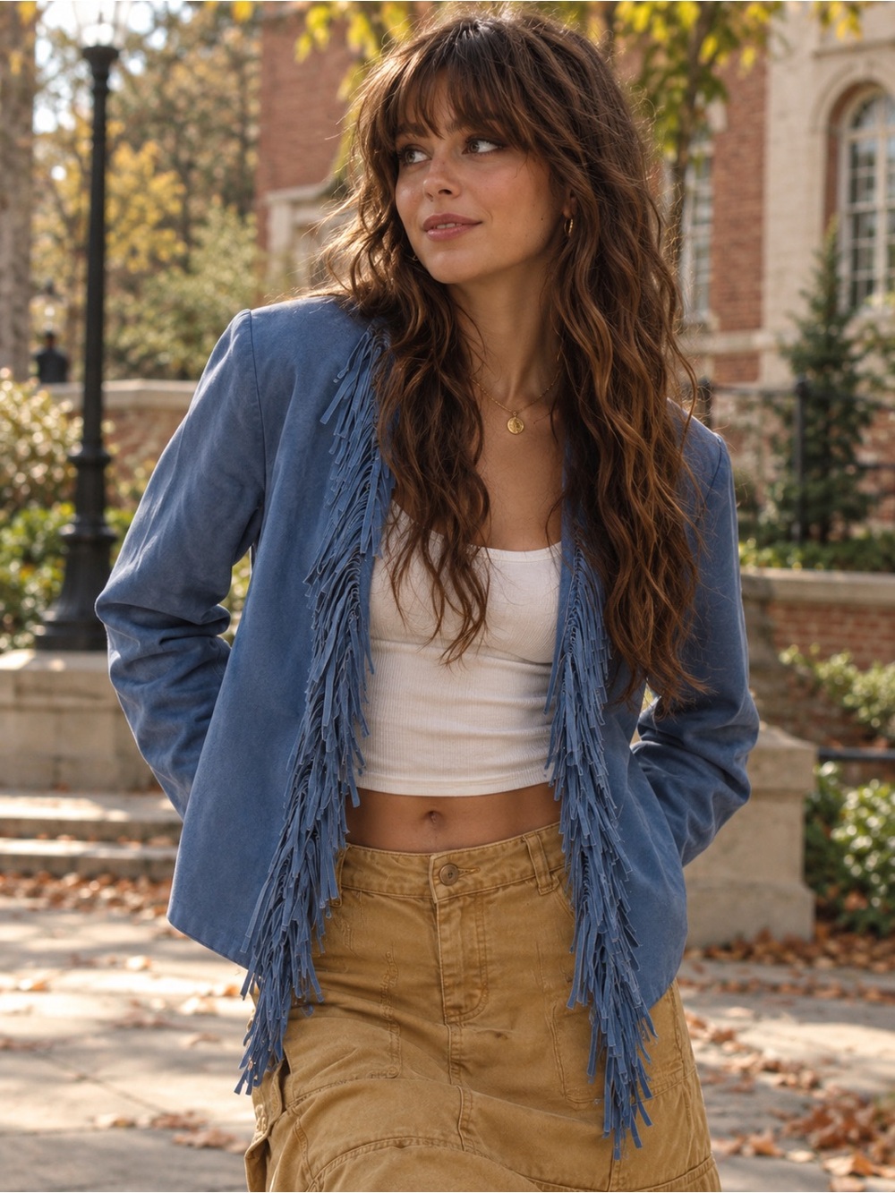 Vintage Norton McNaughton Fringed Slate Blue Blazer